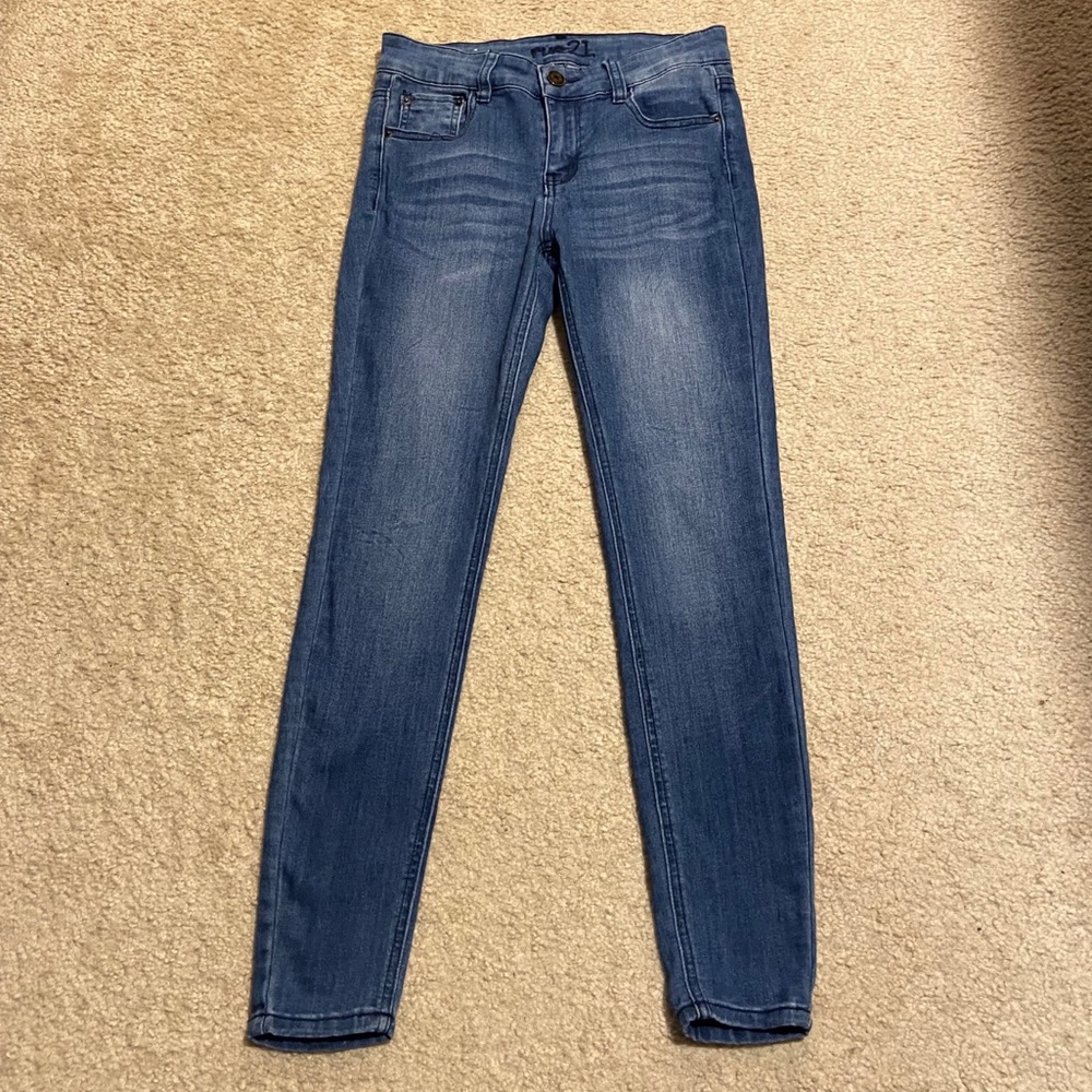Rue 21 Denim Mid Rise Jegging Blue Party School Jeans 26” Waist Bikercore Sz 4S